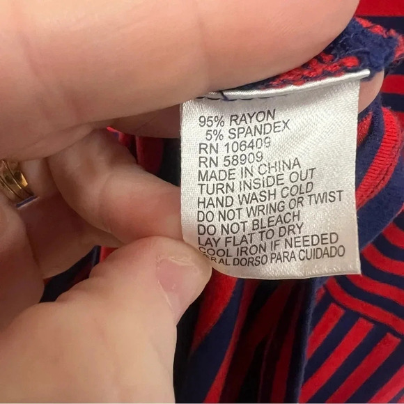 Cremieux striped stretch red & blue dress with back zipper closure size medium - Picture 4 of 6